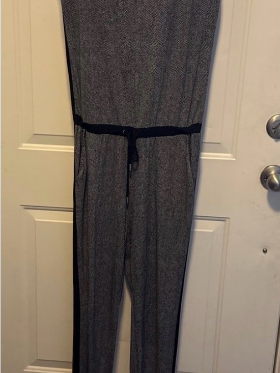 Michael Kors Other - Michael Kors Gray Herringbone Jumpsuit with Black Waist Tie